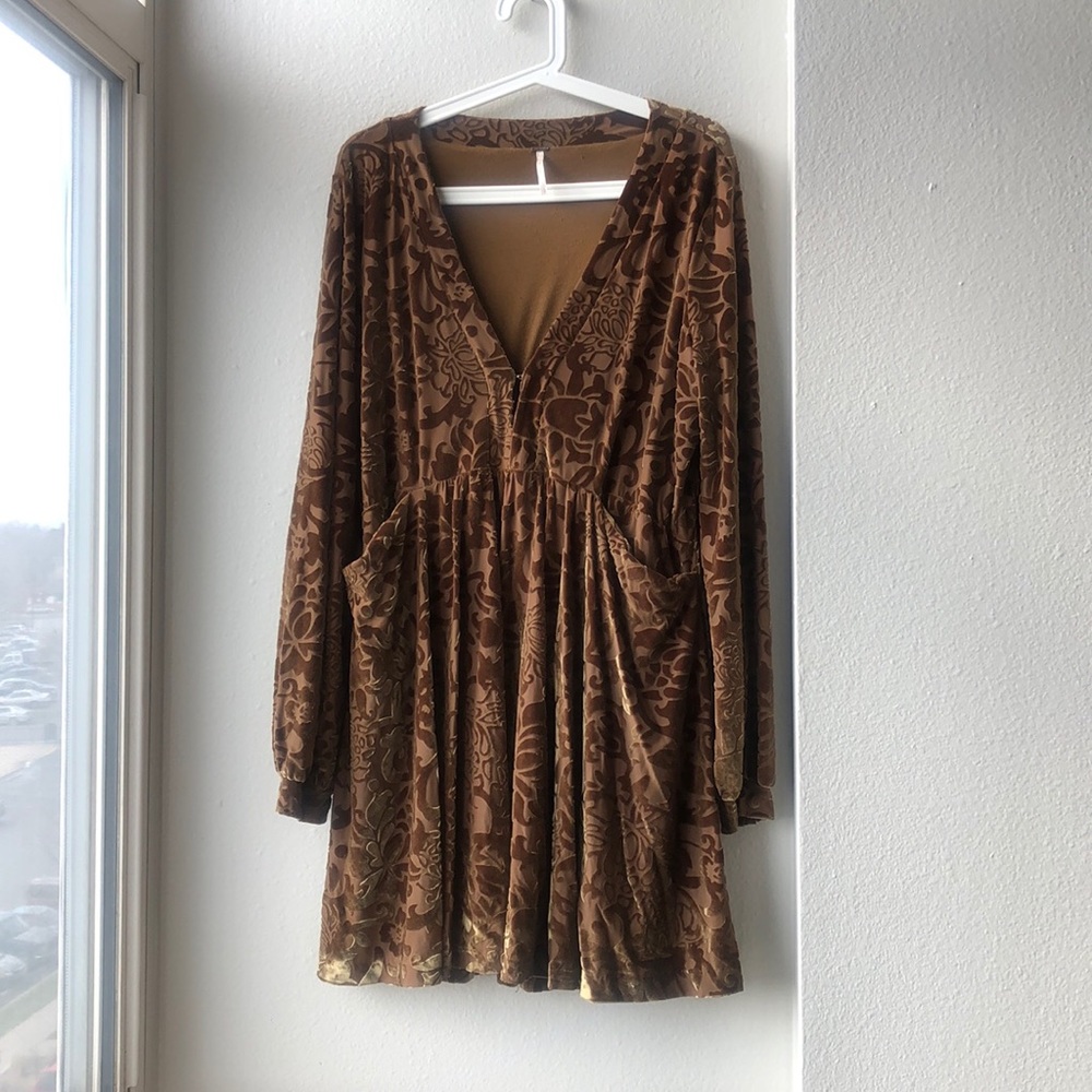 Gold velvet free people dress